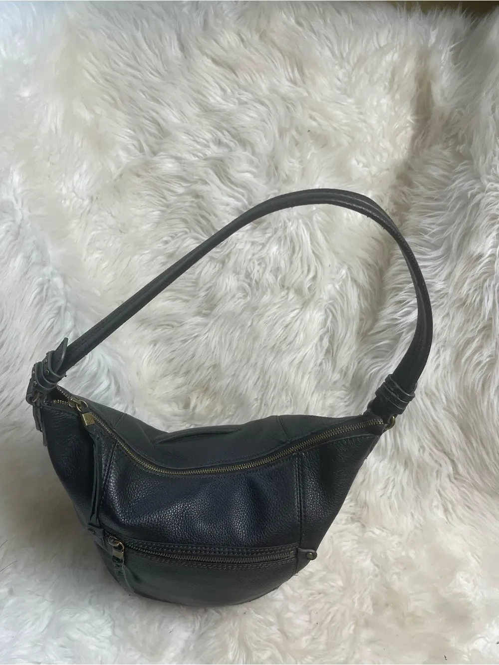 The Sack leather Black  Hobo Bucket style Shoulder Bag.